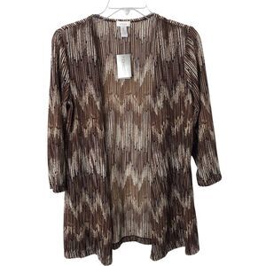 Chico's NWT Travelers Chevron Open Front Mesh Jacket Chocolate Chip Size 0 (S)